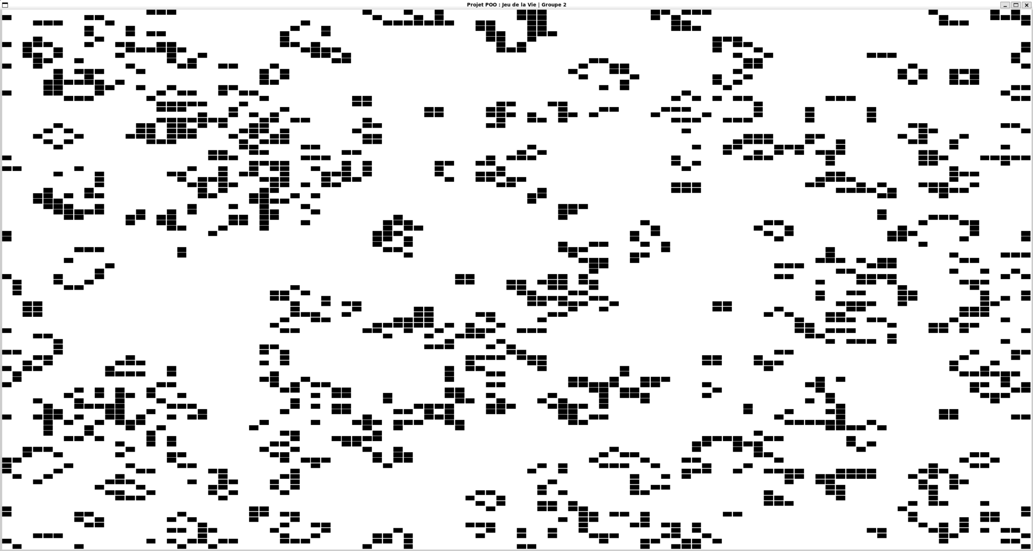 Capture d'écran de l'automate cellulaire du Jeu de la Vie
